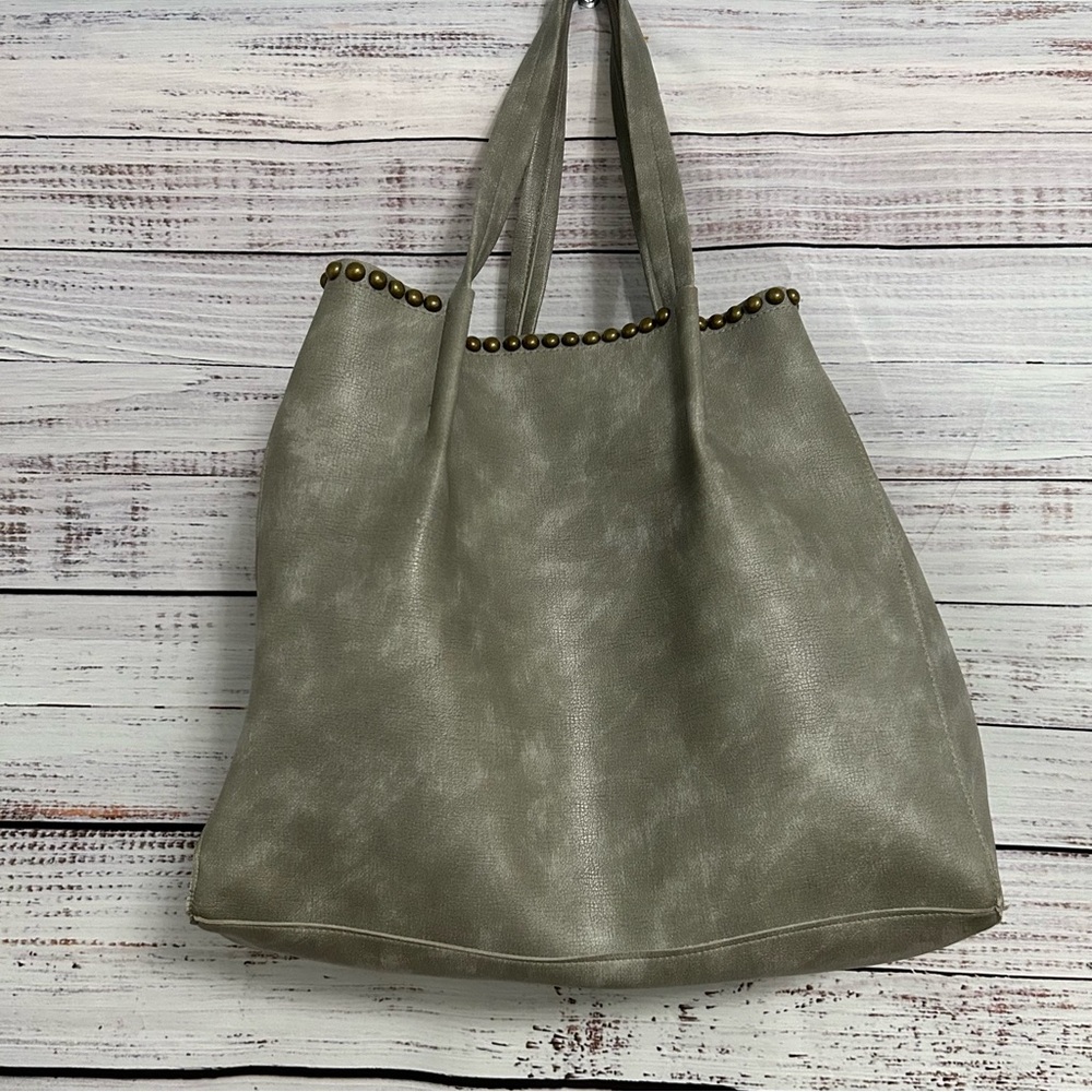 B-Low the Belt Gray Studded Tote – Faux Leather, Women’s One Size